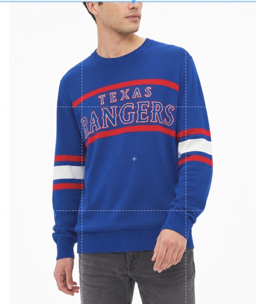 MLB GENUINE Mens Texas Rangers Crewneck Sweater XL Dark Blue Red NWT